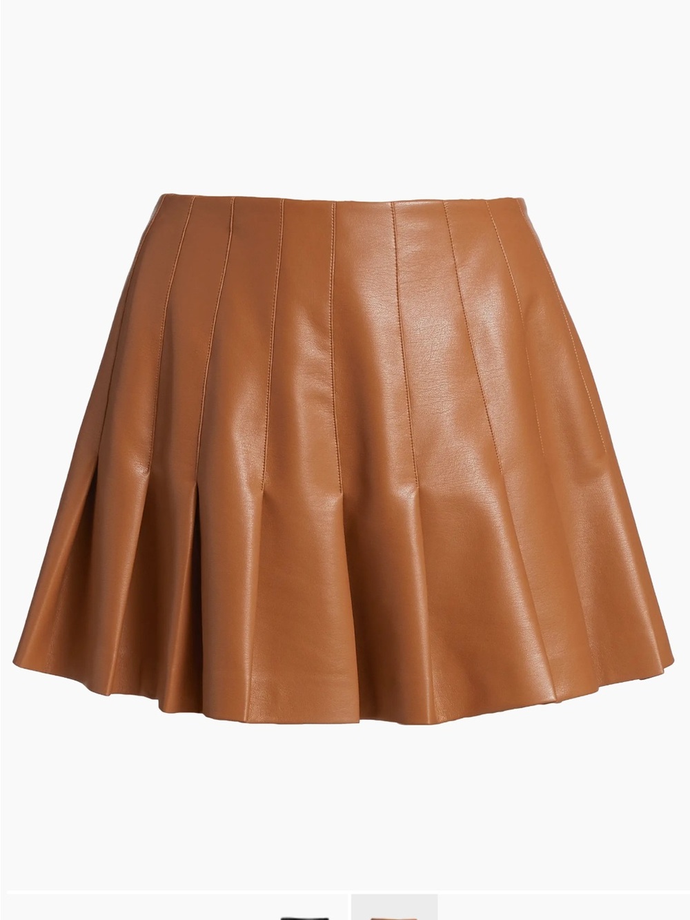 Alice and Olivia Vegan Leather Skirt Pleated Miniskirt